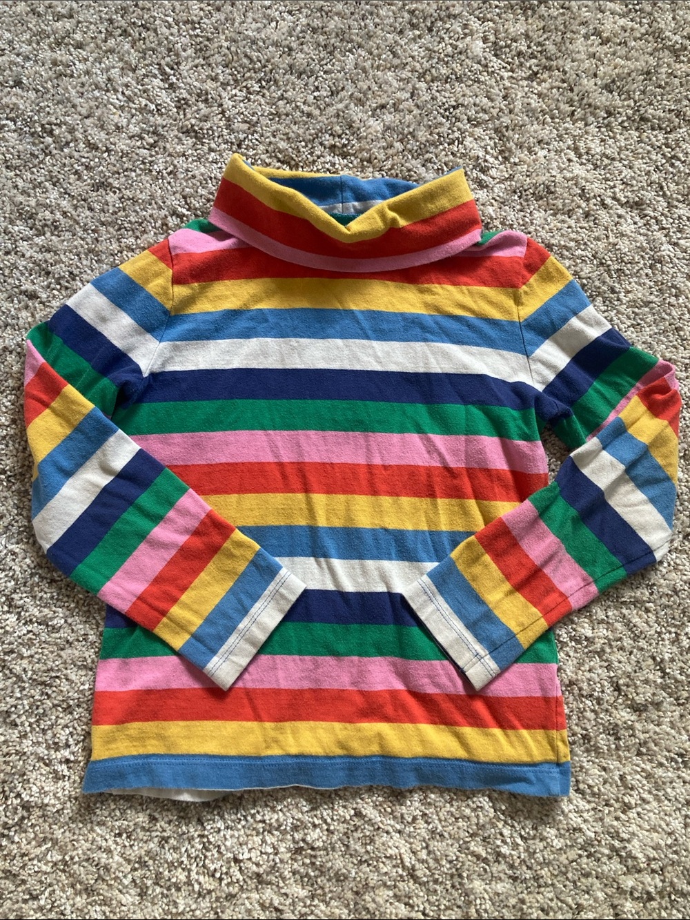 Mini Boden Rainbow Striped 7-8 Long Sleeve shirt Turtleneck
